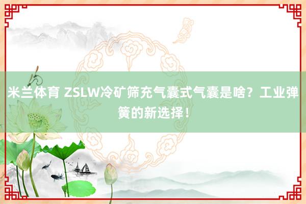 米兰体育 ZSLW冷矿筛充气囊式气囊是啥？工业弹簧的新选择！