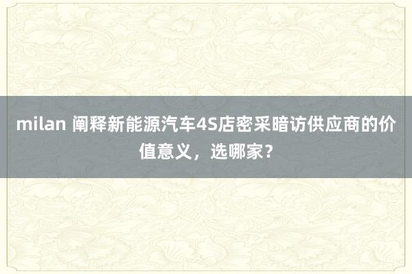 milan 阐释新能源汽车4S店密采暗访供应商的价值意义,选哪家?