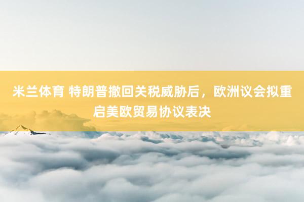 米兰体育 特朗普撤回关税威胁后,欧洲议会拟重启美欧贸易协议表决