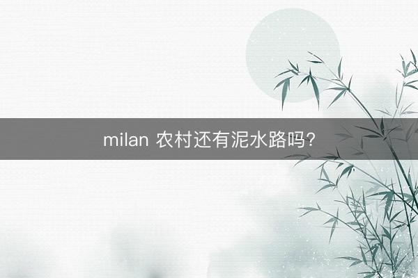 milan 农村还有泥水路吗?