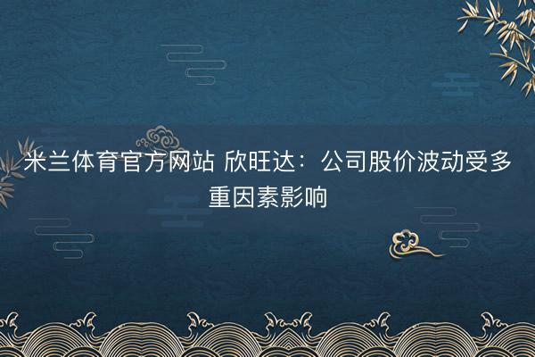 米兰体育官方网站 欣旺达：公司股价波动受多重因素影响