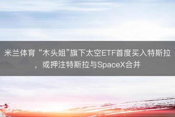 米兰体育 “木头姐”旗下太空ETF首度买入特斯拉,或押注特斯拉与SpaceX合并