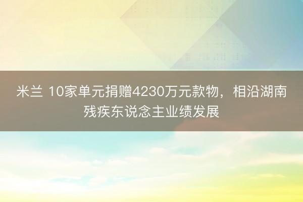 米兰 10家单元捐赠4230万元款物，相沿湖南残疾东说念主业绩发展