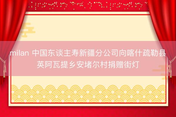 milan 中国东谈主寿新疆分公司向喀什疏勒县英阿瓦提乡安堵尔村捐赠街灯