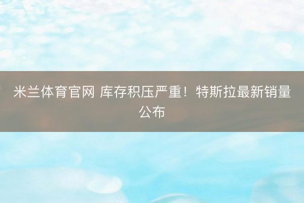 米兰体育官网 库存积压严重!特斯拉最新销量公布