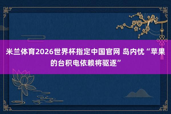 米兰体育2026世界杯指定中国官网 岛内忧“苹果的台积电依赖将驱逐”