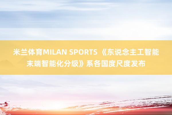 米兰体育MILAN SPORTS 《东说念主工智能末端智能化分级》系各国度尺度发布