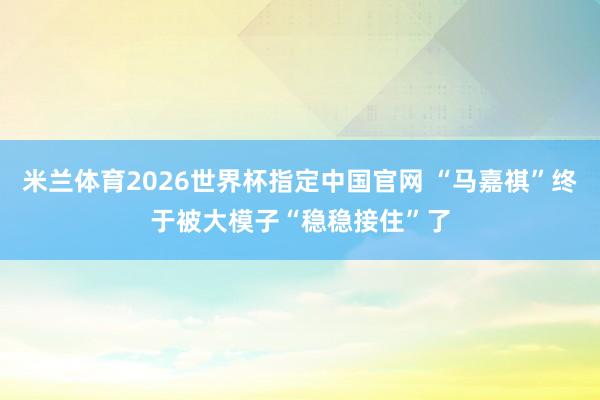 米兰体育2026世界杯指定中国官网 “马嘉祺”终于被大模子“稳稳接住”了