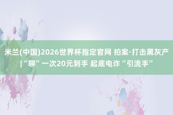 米兰(中国)2026世界杯指定官网 拍案·打击黑灰产|“聊”一次20元到手 起底电诈“引流手”