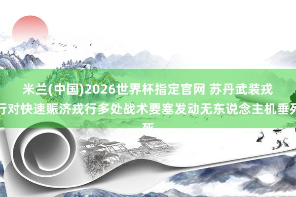 米兰(中国)2026世界杯指定官网 苏丹武装戎行对快速赈济戎行多处战术要塞发动无东说念主机垂死