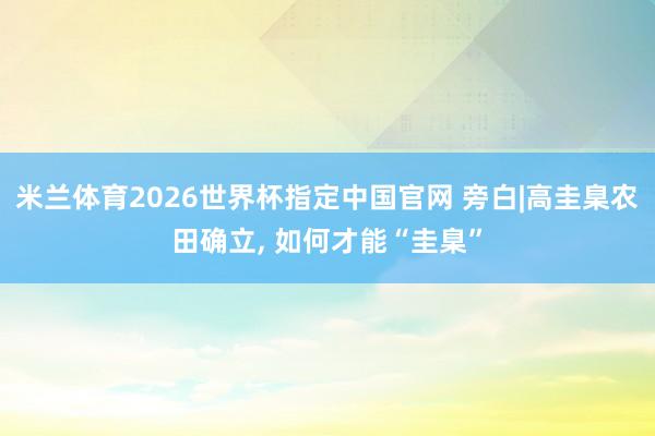 米兰体育2026世界杯指定中国官网 旁白|高圭臬农田确立， 如何才能“圭臬”