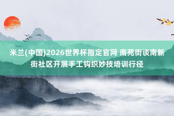 米兰(中国)2026世界杯指定官网 南苑街谈南新街社区开展手工钩织妙技培训行径