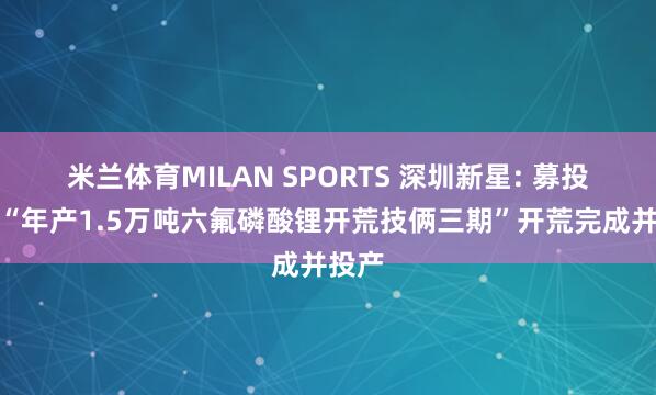 米兰体育MILAN SPORTS 深圳新星: 募投技俩“年产1.5万吨六氟磷酸锂开荒技俩三期”开荒完成并投产