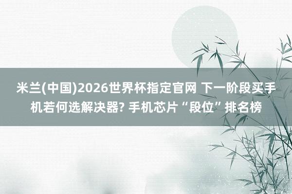 米兰(中国)2026世界杯指定官网 下一阶段买手机若何选解决器? 手机芯片“段位”排名榜