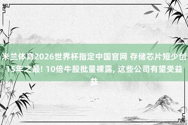 米兰体育2026世界杯指定中国官网 存储芯片短少创15年之最! 10倍牛股批量裸露， 这些公司有望受益