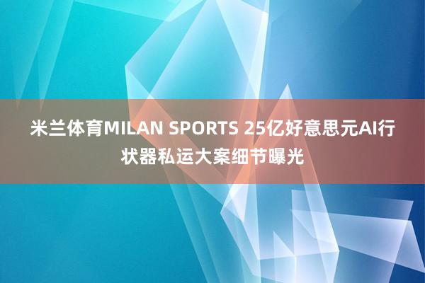 米兰体育MILAN SPORTS 25亿好意思元AI行状器私运大案细节曝光