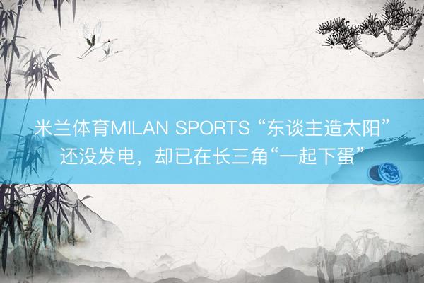 米兰体育MILAN SPORTS “东谈主造太阳”还没发电，却已在长三角“一起下蛋”