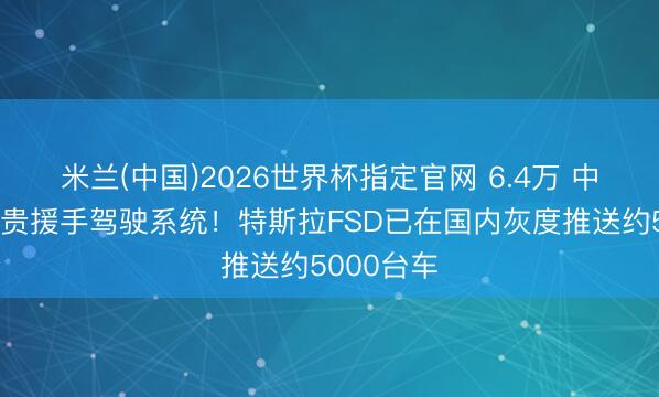 米兰(中国)2026世界杯指定官网 6.4万 中国市集最贵援手驾驶系统！特斯拉FSD已在国内灰度推送约5000台车
