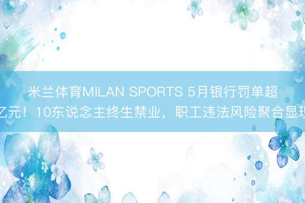 米兰体育MILAN SPORTS 5月银行罚单超亿元!10东说念主终生禁业,职工违法风险聚合显现