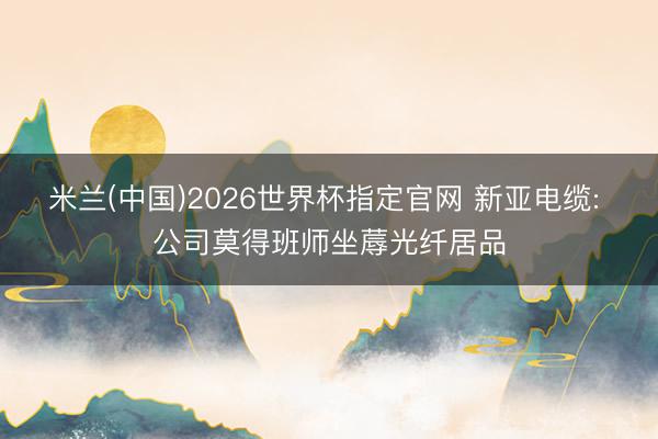 米兰(中国)2026世界杯指定官网 新亚电缆: 公司莫得班师坐蓐光纤居品