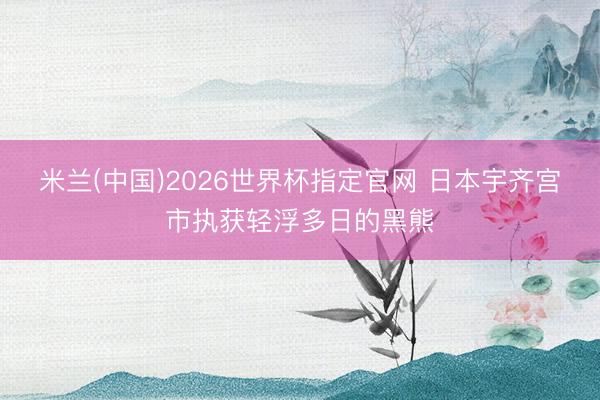 米兰(中国)2026世界杯指定官网 日本宇齐宫市执获轻浮多日的黑熊