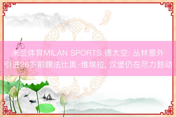 米兰体育MILAN SPORTS 德太空: 丛林意外引进26岁前腰法比奥·维埃拉， 汉堡仍在尽力鼓动
