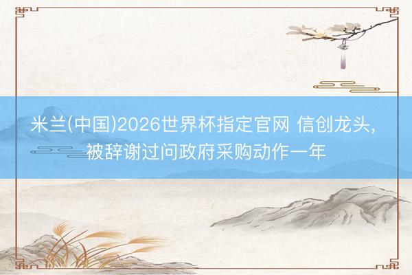 米兰(中国)2026世界杯指定官网 信创龙头， 被辞谢过问政府采购动作一年