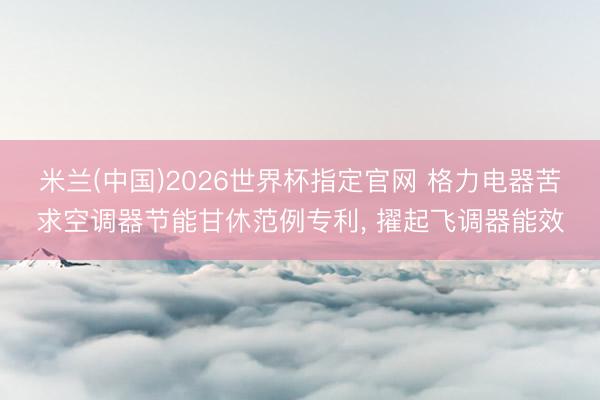 米兰(中国)2026世界杯指定官网 格力电器苦求空调器节能甘休范例专利， 擢起飞调器能效
