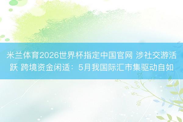 米兰体育2026世界杯指定中国官网 涉社交游活跃 跨境资金闲适：5月我国际汇市集驱动自如